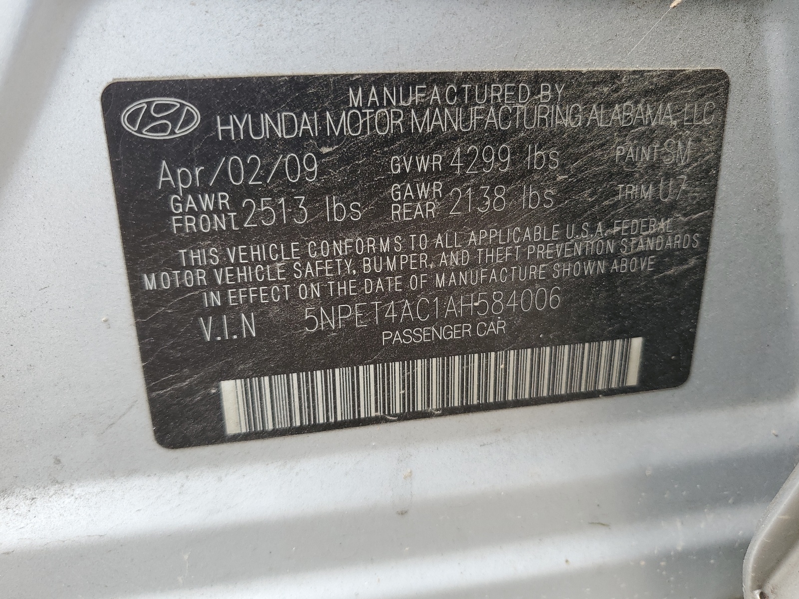 5NPET4AC1AH584006 2010 Hyundai Sonata Gls