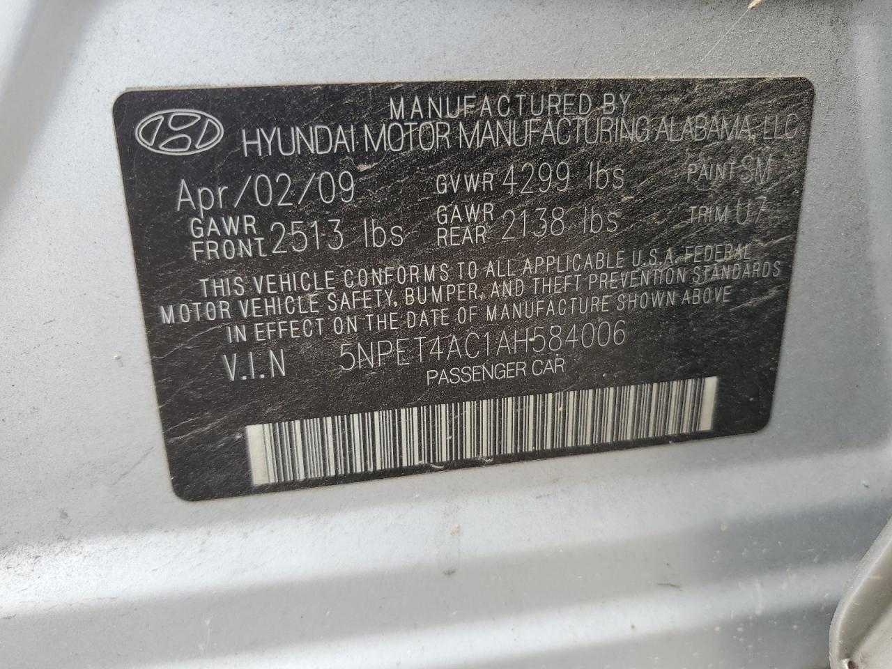 2010 Hyundai Sonata Gls VIN: 5NPET4AC1AH584006 Lot: 56264114