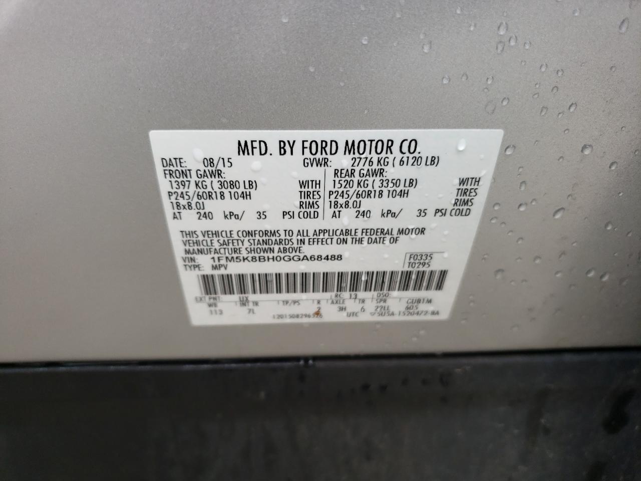 1FM5K8BH0GGA68488 2016 Ford Explorer