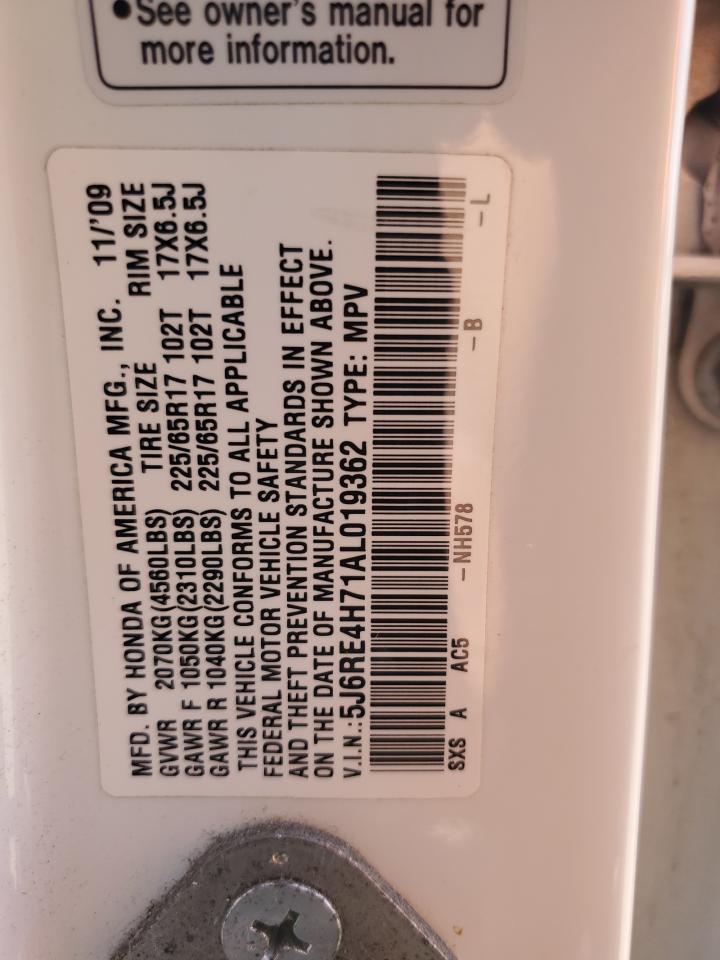 2010 Honda Cr-V Exl VIN: 5J6RE4H71AL019362 Lot: 56218414