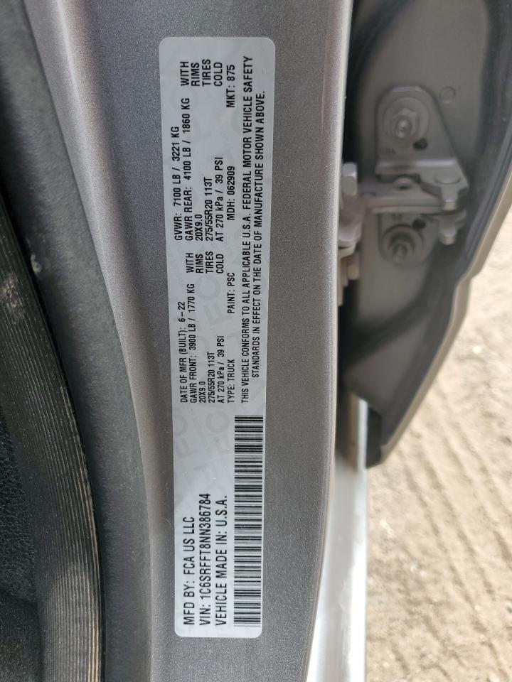 2022 Ram 1500 Big Horn/Lone Star VIN: 1C6SRFFT8NN386784 Lot: 56028074