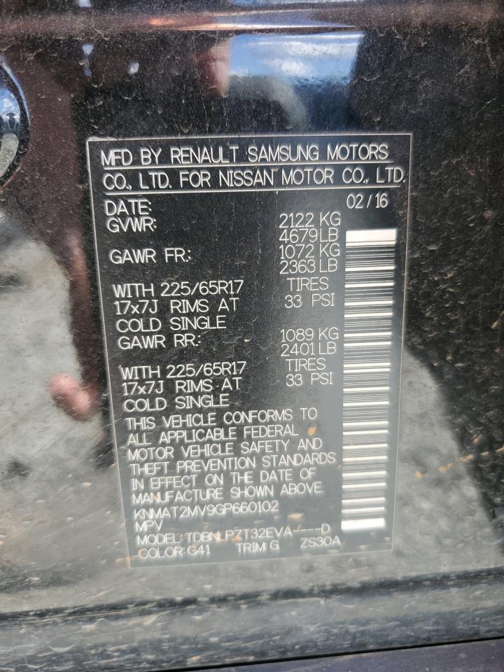 2016 Nissan Rogue S VIN: KNMAT2MV9GP660102 Lot: 52934384