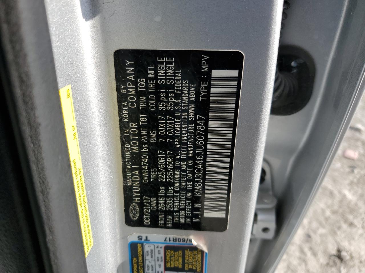 2018 Hyundai Tucson Sel VIN: KM8J3CA46JU607847 Lot: 56026894