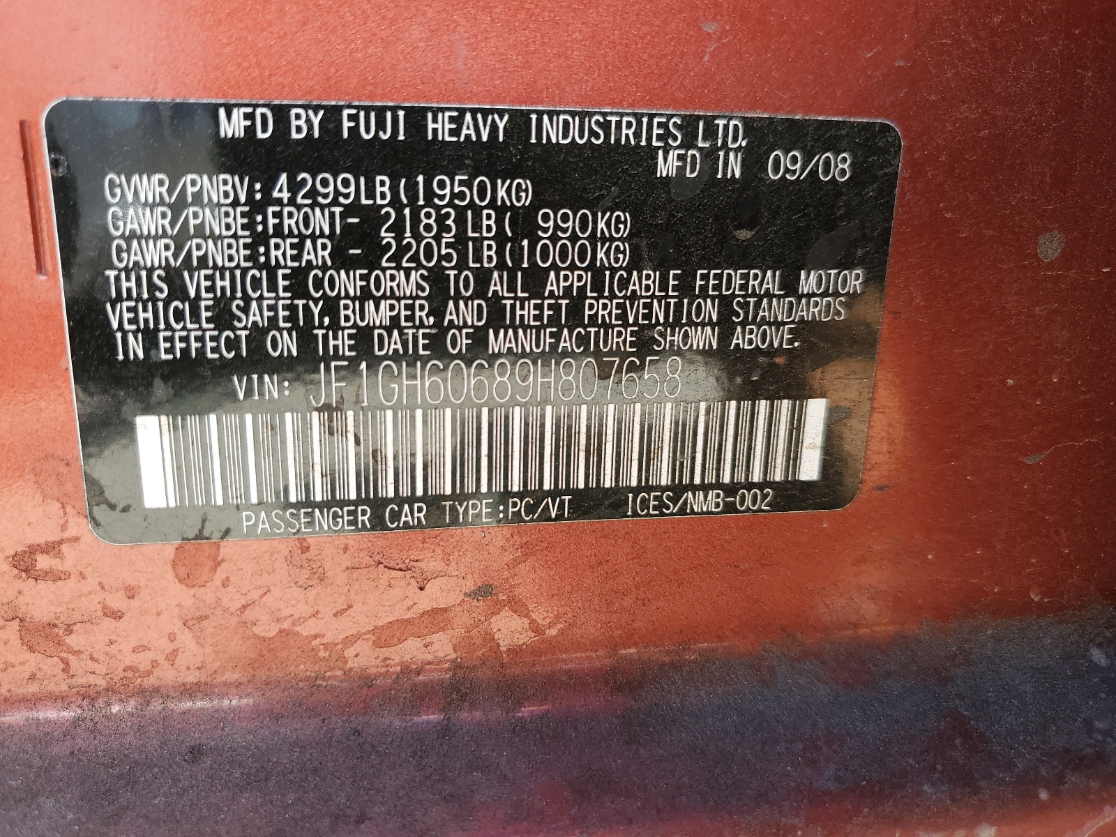 JF1GH60689H807658 2009 Subaru Impreza 2.5I Premium