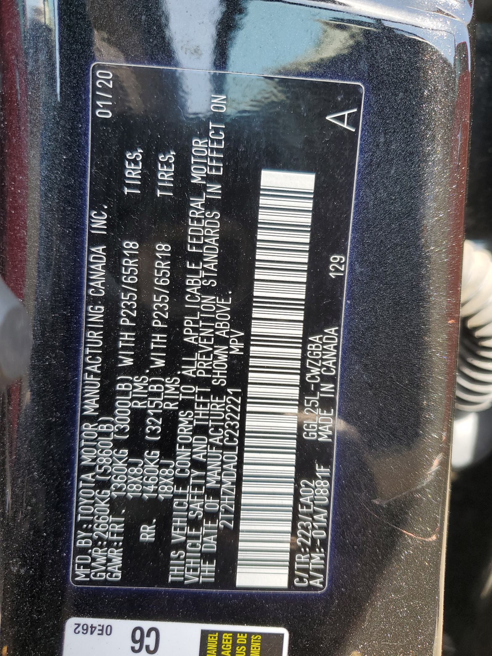 2T2HZMDA0LC232221 2020 Lexus Rx 350