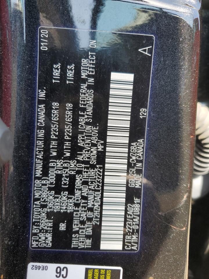 2020 Lexus Rx 350 VIN: 2T2HZMDA0LC232221 Lot: 55114854