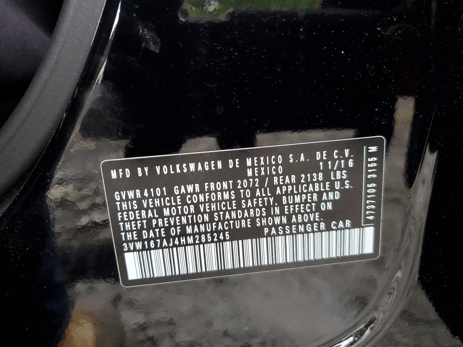 3VW167AJ4HM285245 2017 Volkswagen Jetta S