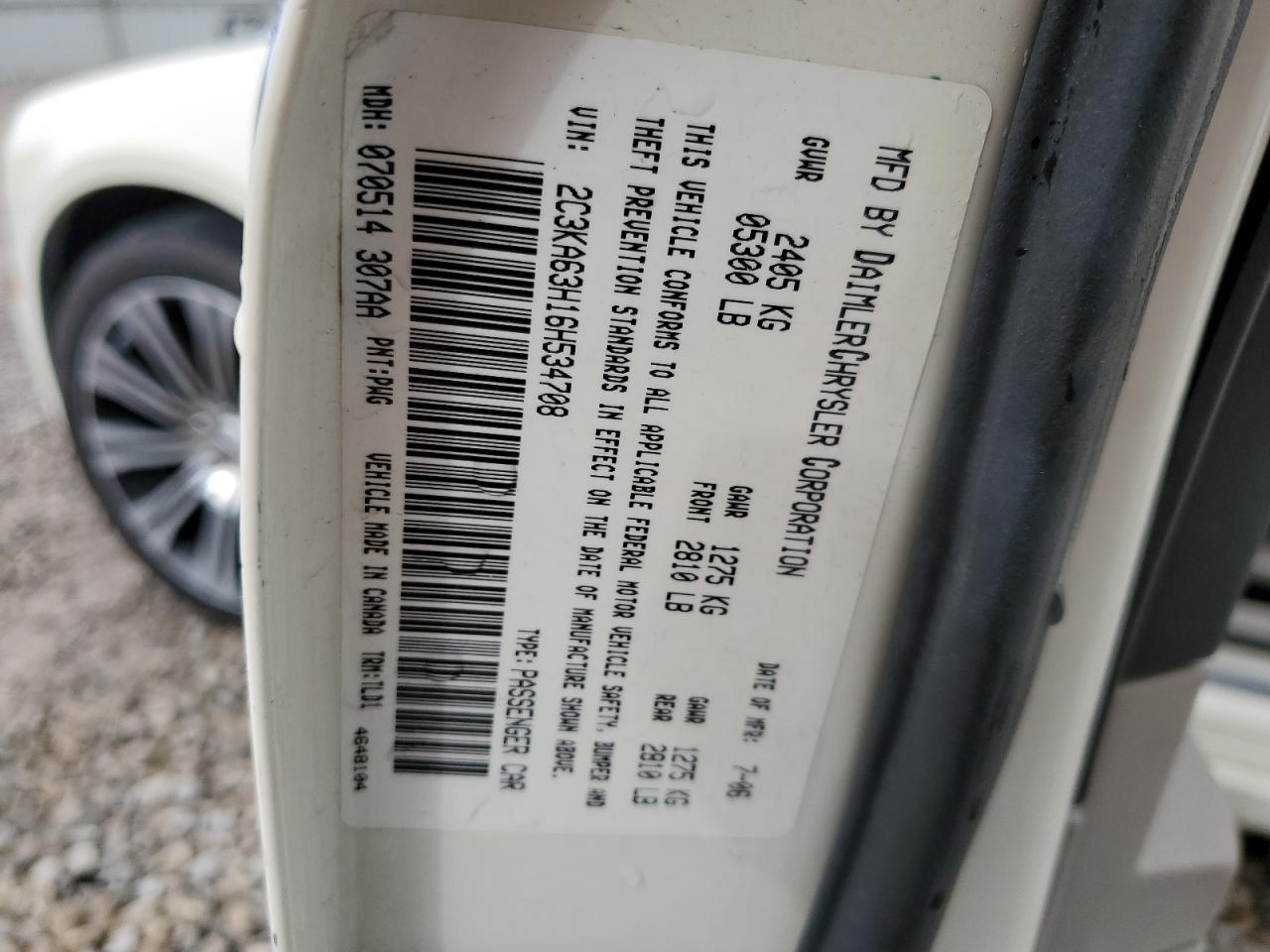 2006 Chrysler 300C VIN: 2C3KA63H16H534708 Lot: 53966314