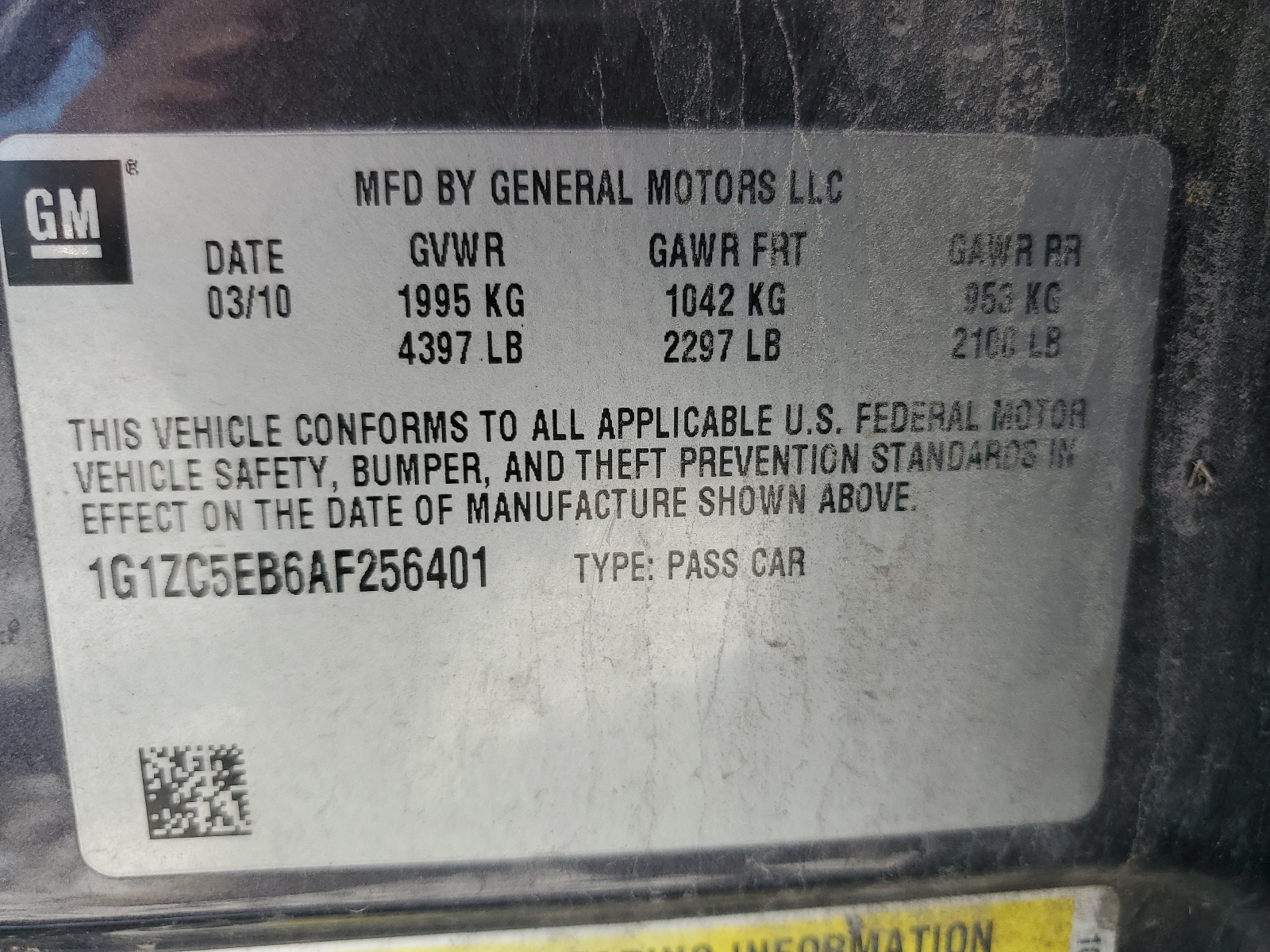 1G1ZC5EB6AF256401 2010 Chevrolet Malibu 1Lt