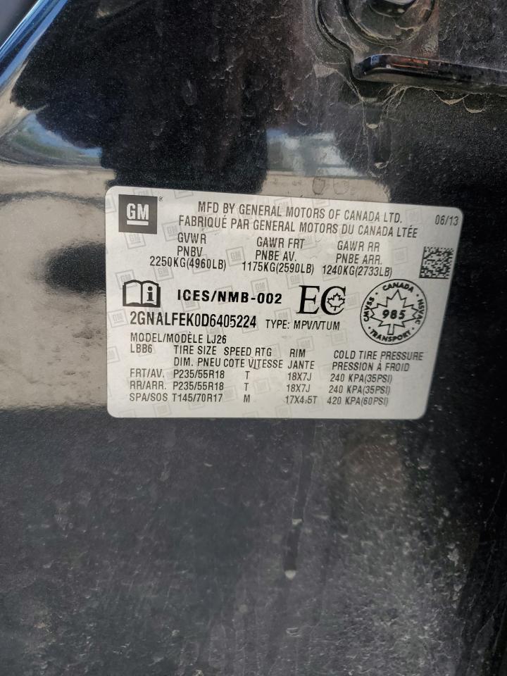 2013 Chevrolet Equinox Ltz VIN: 2GNALFEK0D6405224 Lot: 53271034