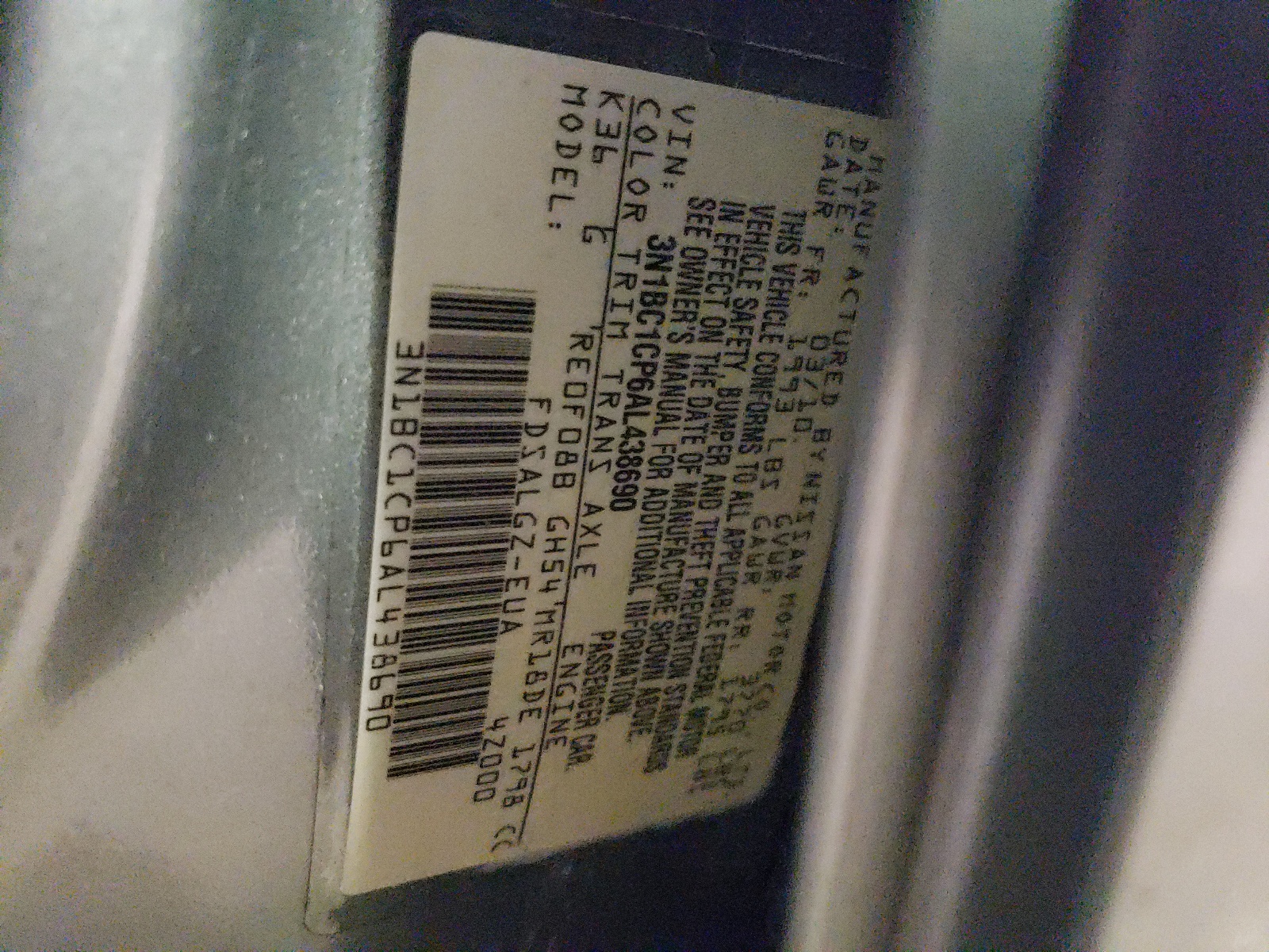 3N1BC1CP6AL438690 2010 Nissan Versa S