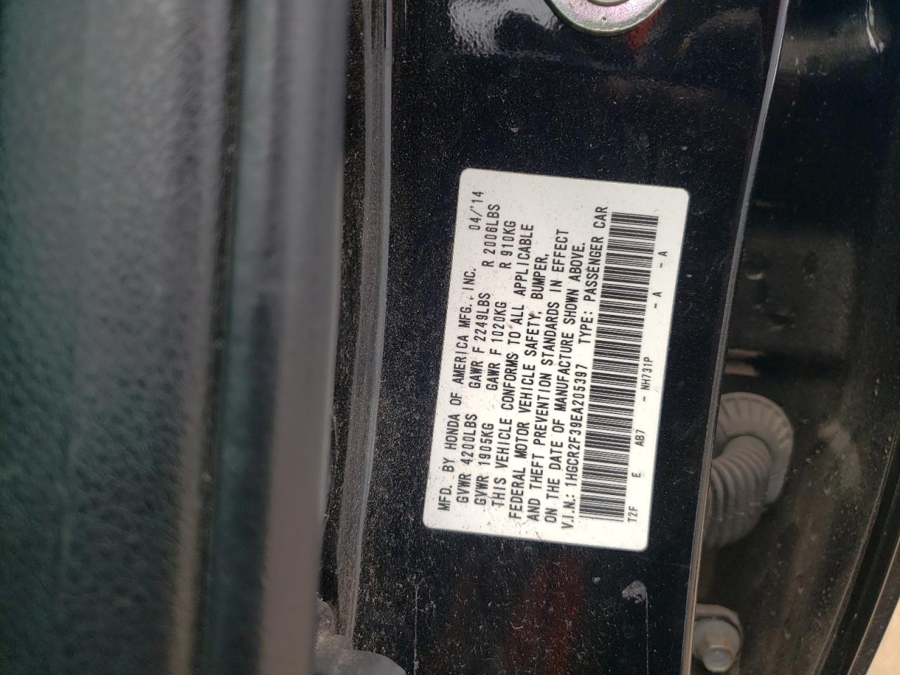 1HGCR2F39EA205397 2014 Honda Accord Lx