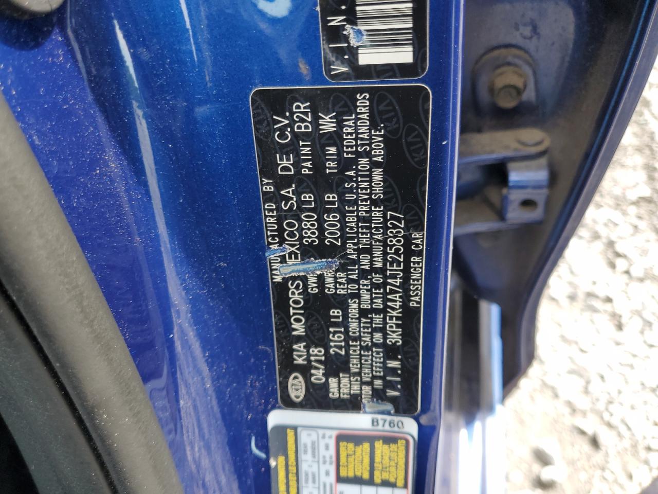 2018 Kia Forte Lx VIN: 3KPFK4A74JE258327 Lot: 53058474