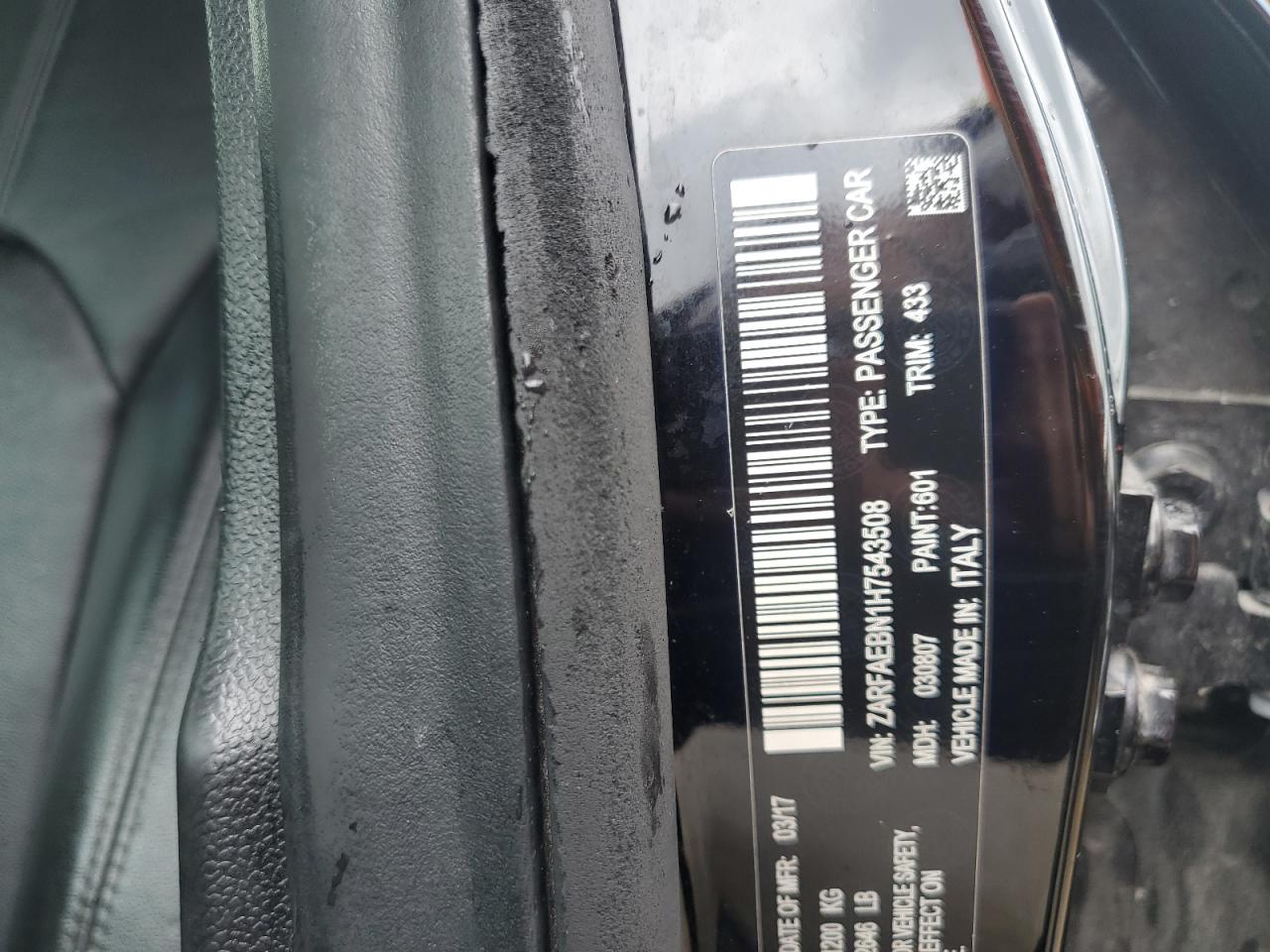 2017 Alfa Romeo Giulia VIN: ZARFAEBN1H7543508 Lot: 54977334