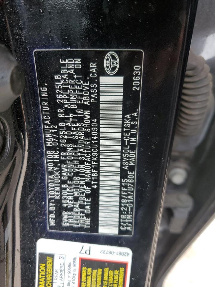 4T1BF1FK9CU140904 2012 Toyota Camry Base