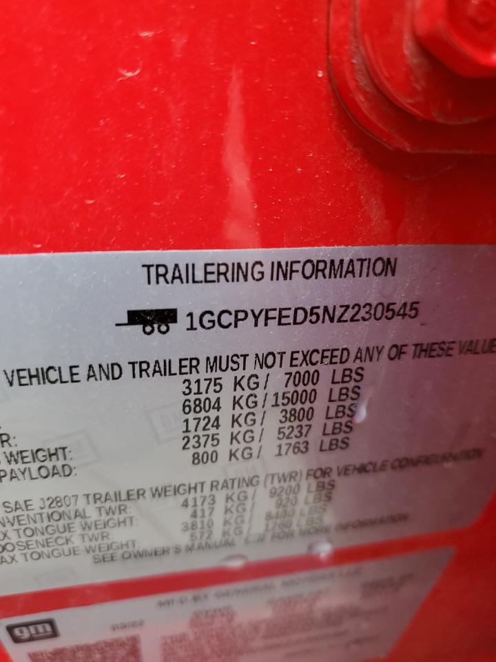 2022 Chevrolet Silverado Ltd K1500 Lt Trail Boss VIN: 1GCPYFED5NZ230545 Lot: 54055734