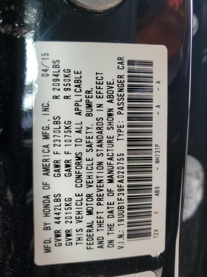 2015 Acura Tlx VIN: 19UUB1F39FA020755 Lot: 53265814