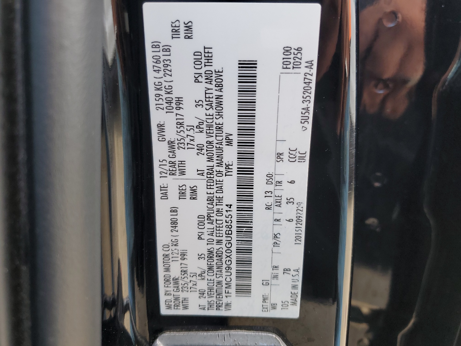 1FMCU9GX0GUB85514 2016 Ford Escape Se