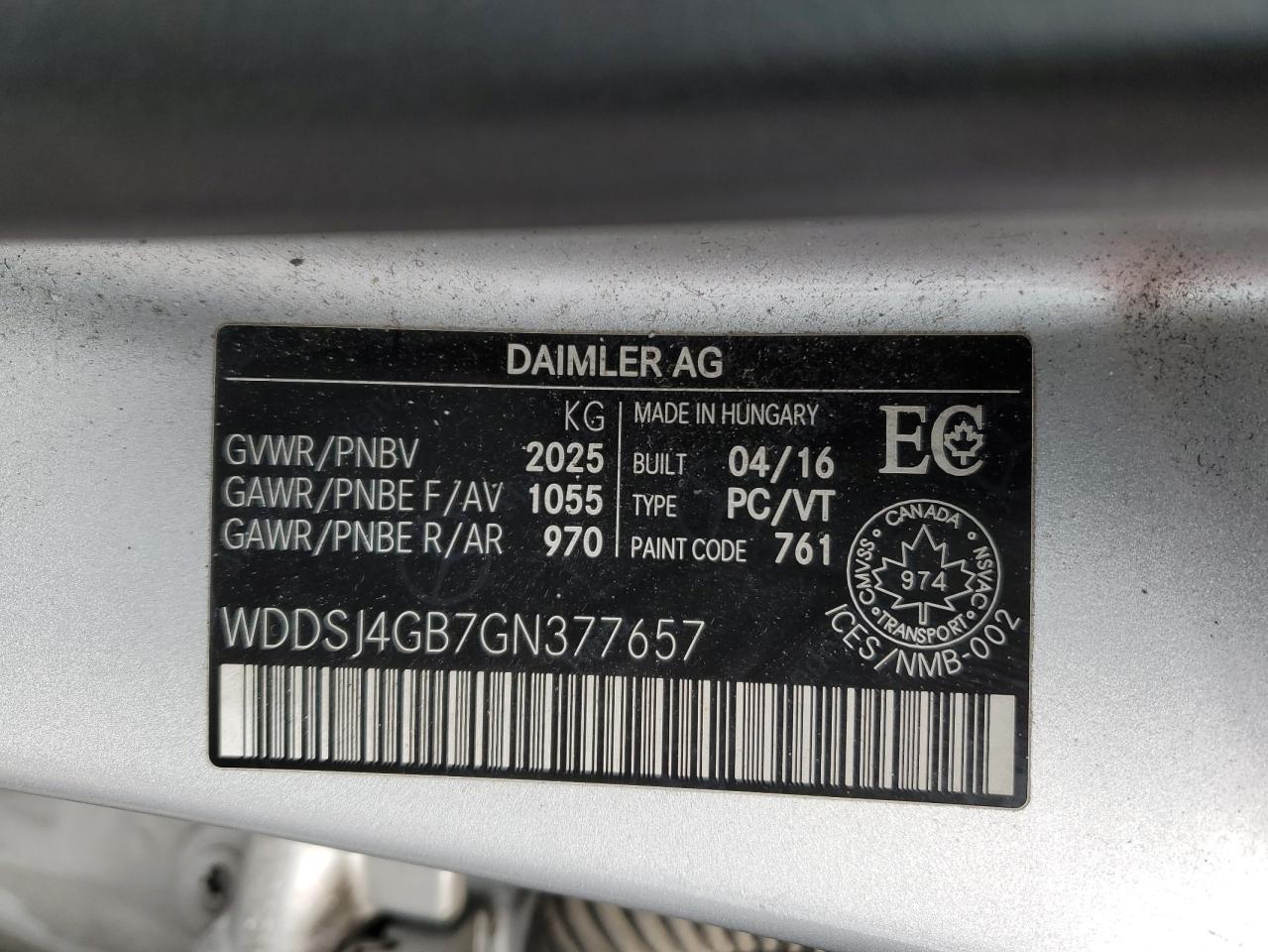 2016 Mercedes-Benz Cla 250 4Matic VIN: WDDSJ4GB7GN377657 Lot: 88506085