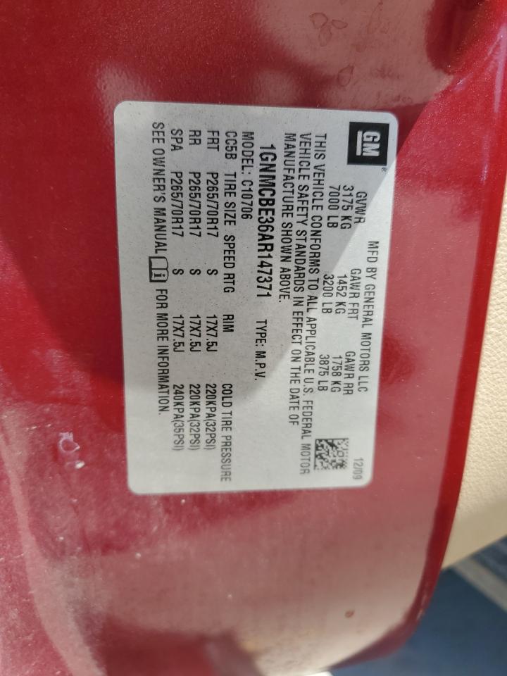 2010 Chevrolet Tahoe C1500 Lt VIN: 1GNMCBE36AR147371 Lot: 54441234