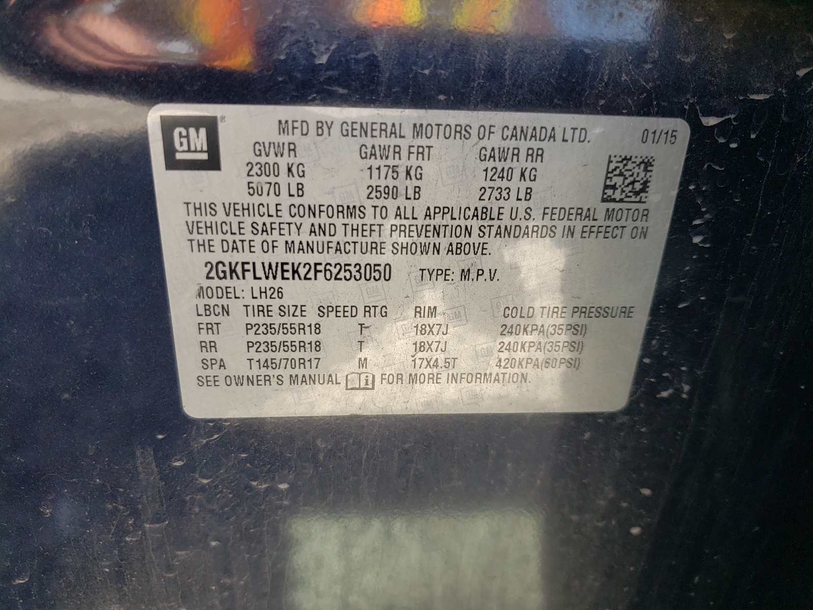 2GKFLWEK2F6253050 2015 GMC Terrain Sle