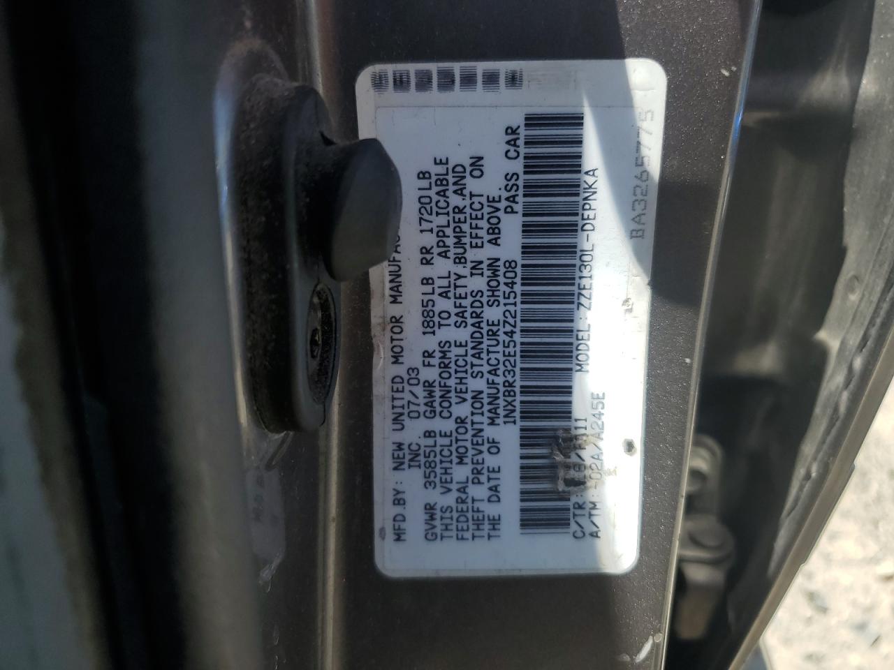 2004 Toyota Corolla Ce VIN: 1NXBR32E54Z215408 Lot: 56420524