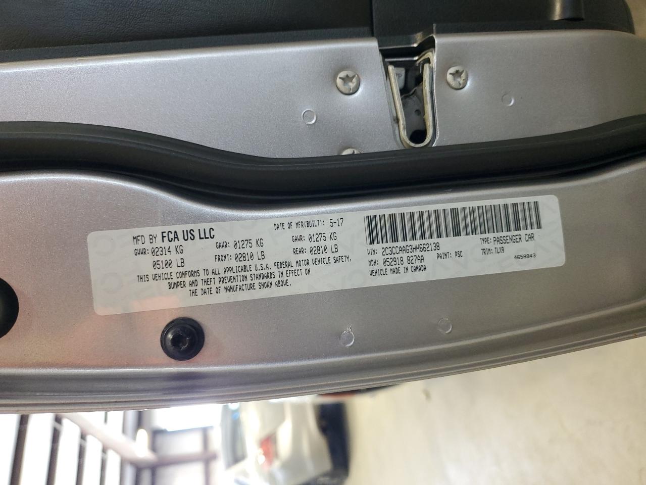 2017 Chrysler 300 Limited VIN: 2C3CCAAG3HH662138 Lot: 57218724