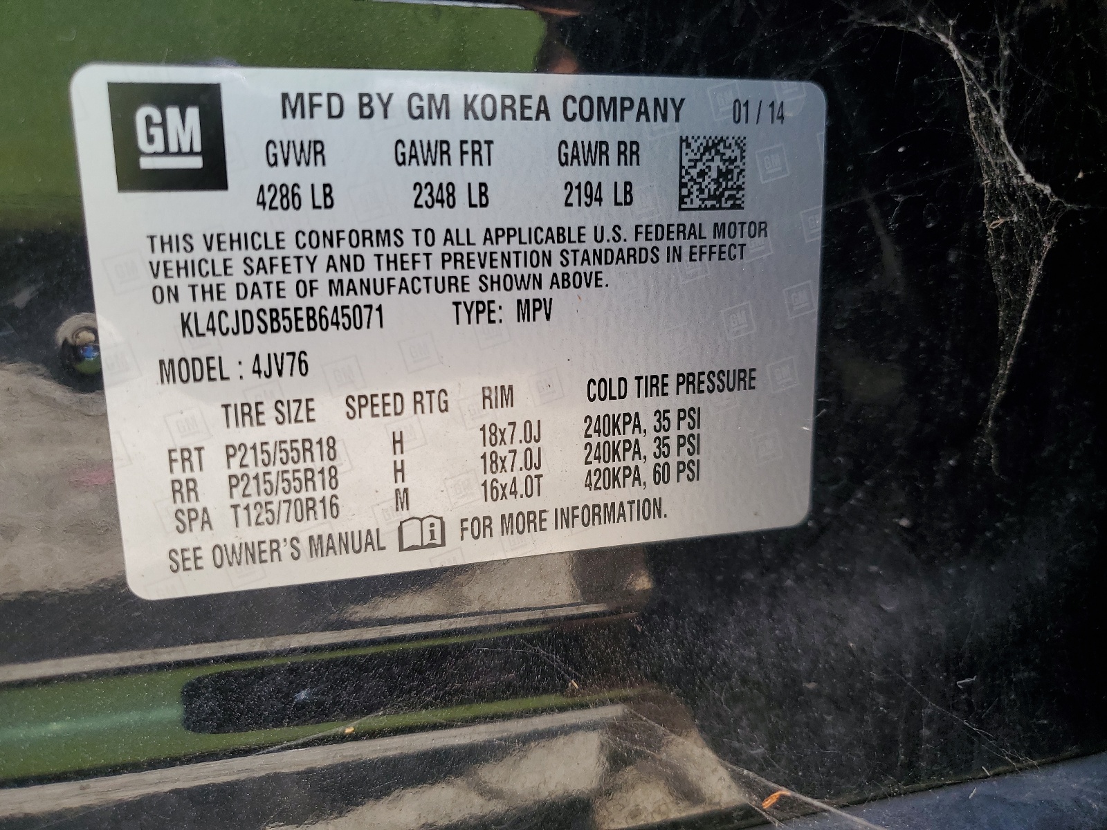 KL4CJDSB5EB645071 2014 Buick Encore Premium