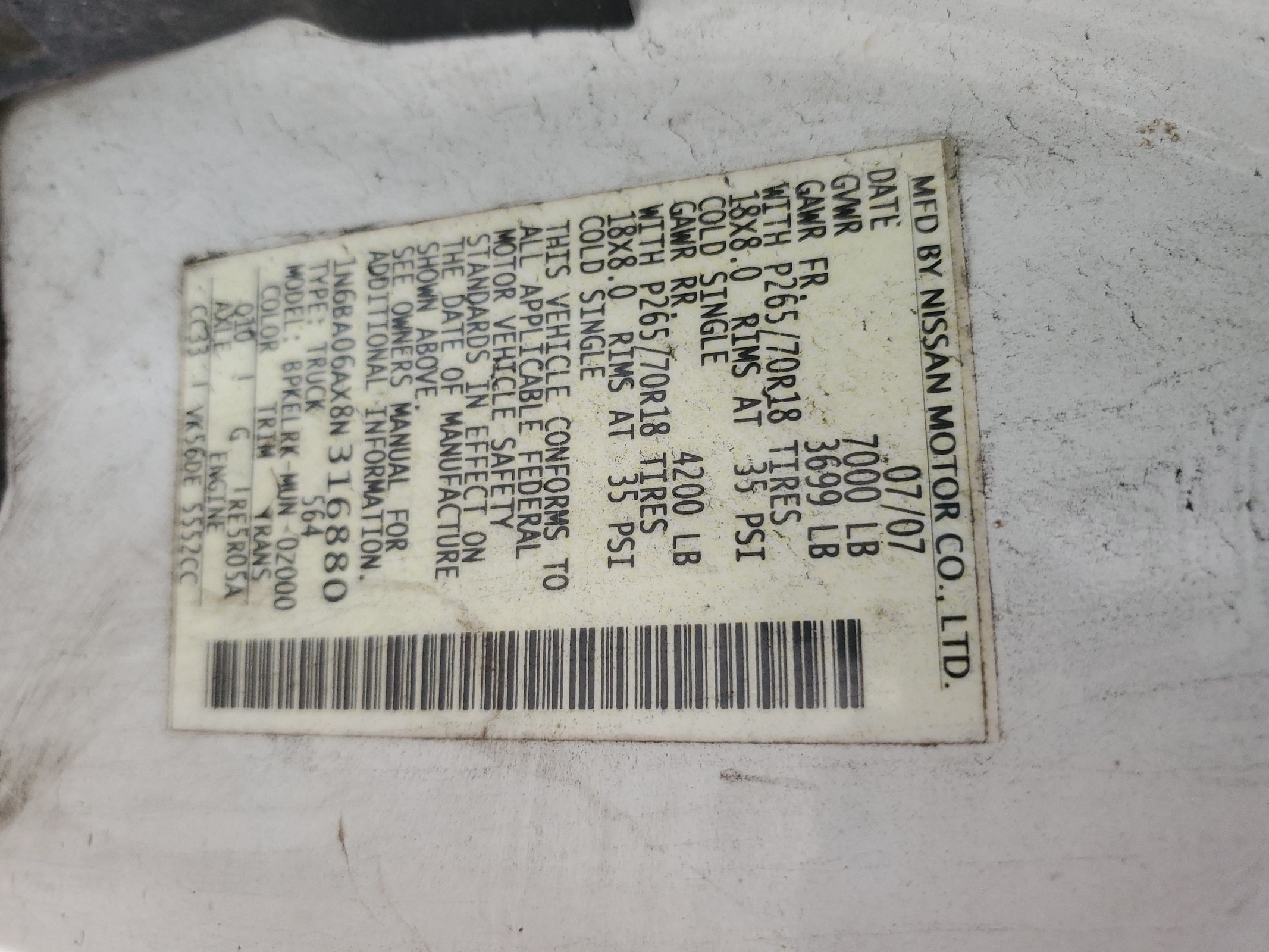 1N6BA06AX8N316880 2008 Nissan Titan Xe