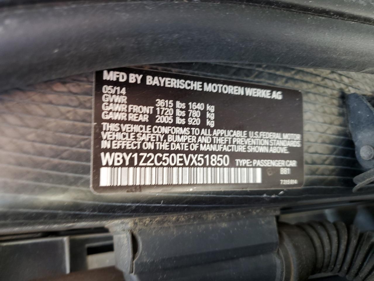 WBY1Z2C50EVX51850 2014 BMW I3 Bev