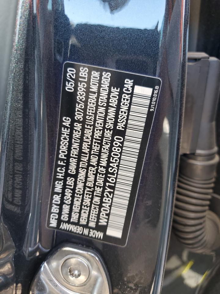 2020 Porsche Taycan 4S VIN: WP0AB2Y16LSA50890 Lot: 56652144
