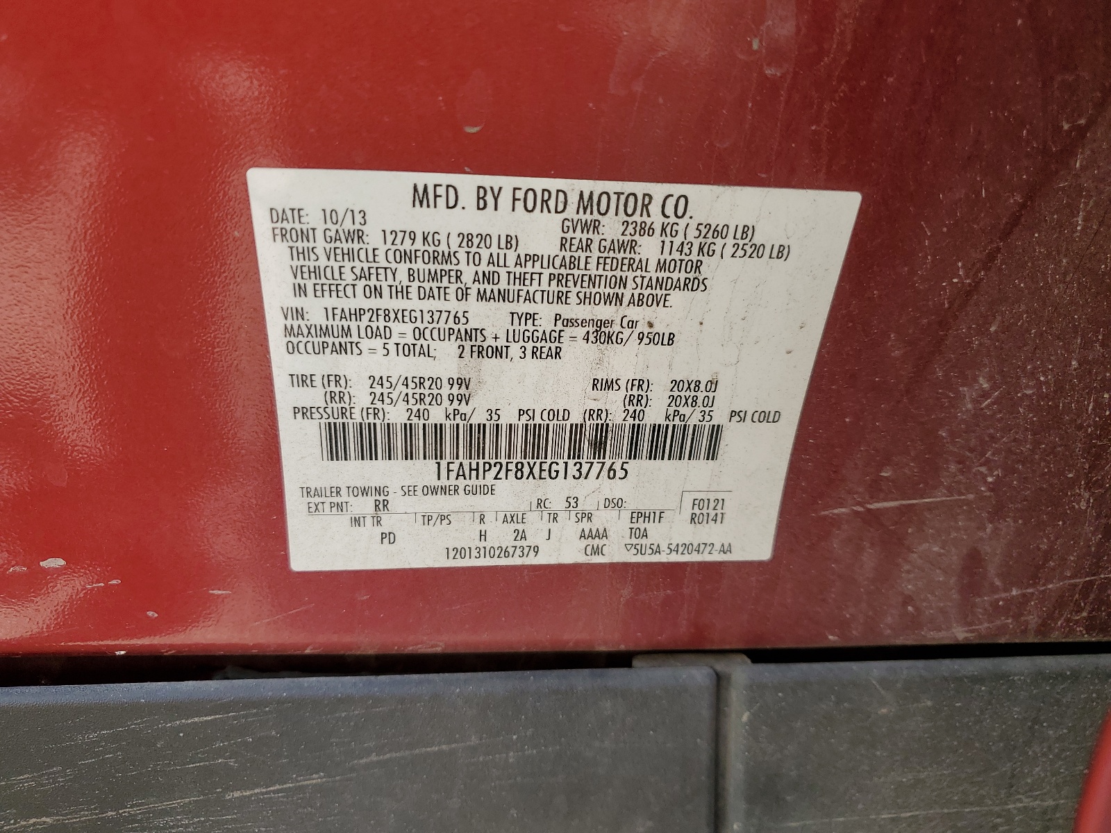 1FAHP2F8XEG137765 2014 Ford Taurus Limited