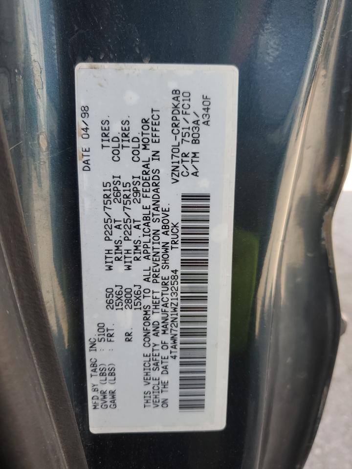 1998 Toyota Tacoma Xtracab VIN: 4TAWN72N1WZ132584 Lot: 64837015