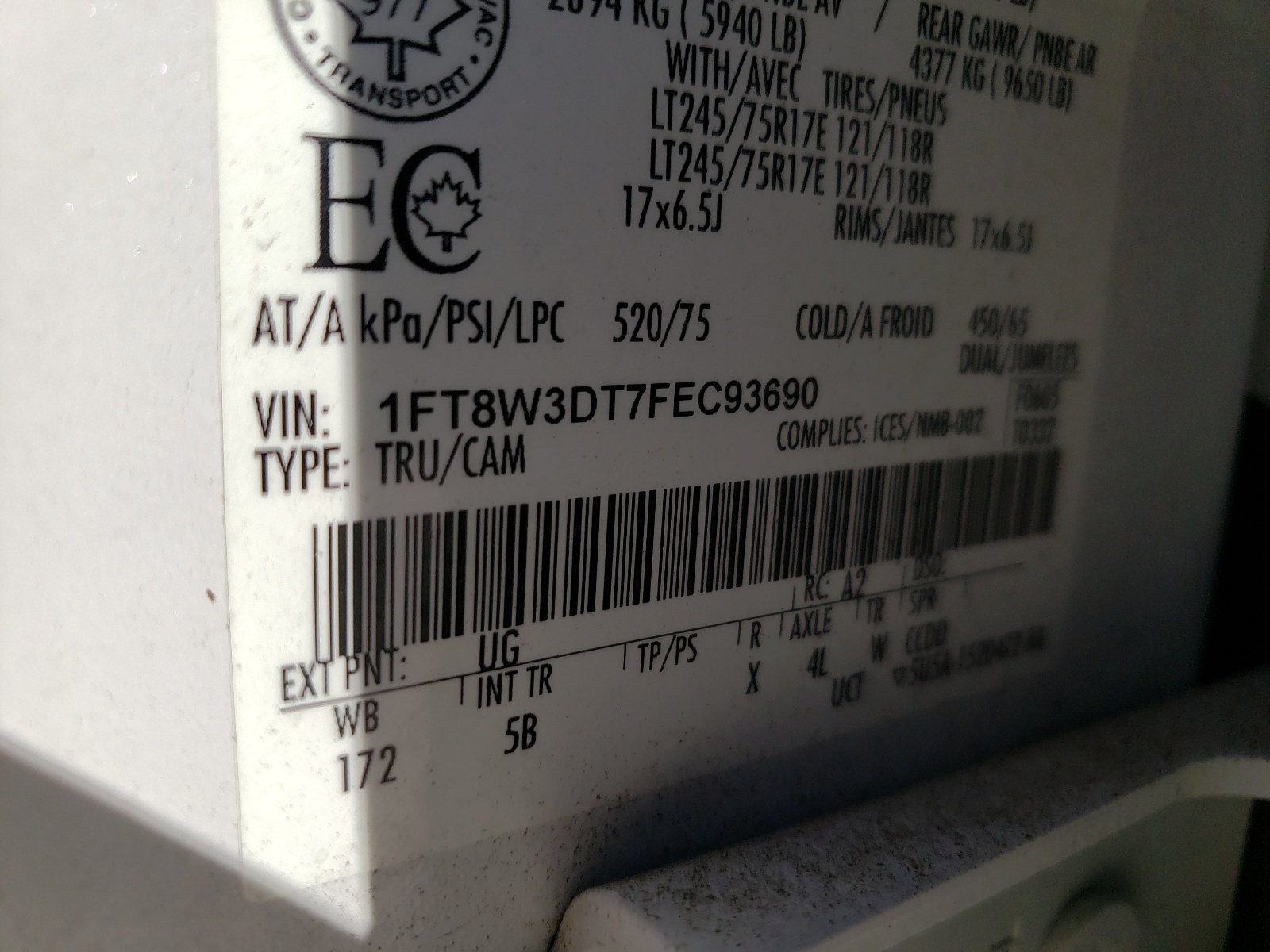 1FT8W3DT7FEC93690 2015 Ford F350 Super Duty