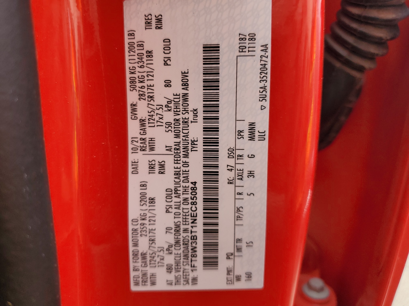 1FT8W3BT1NEC85084 2022 Ford F350 Super Duty