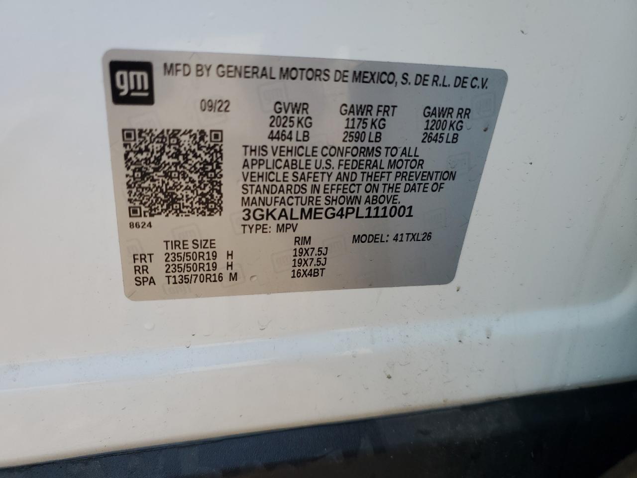 2023 GMC Terrain Sle VIN: 3GKALMEG4PL111001 Lot: 53959854