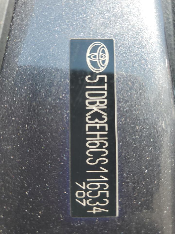 2012 Toyota Highlander Base VIN: 5TDBK3EH6CS116534 Lot: 53662994