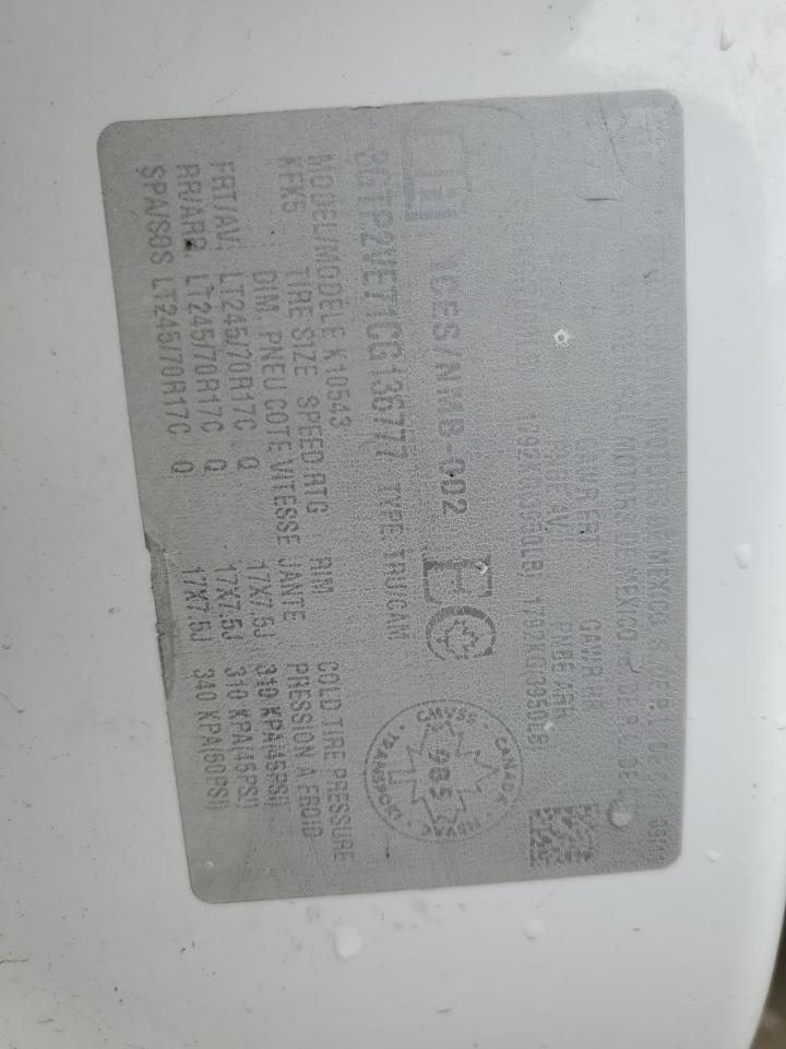 2012 GMC Sierra K1500 Sle VIN: 3GTP2VE71CG136777 Lot: 53872774