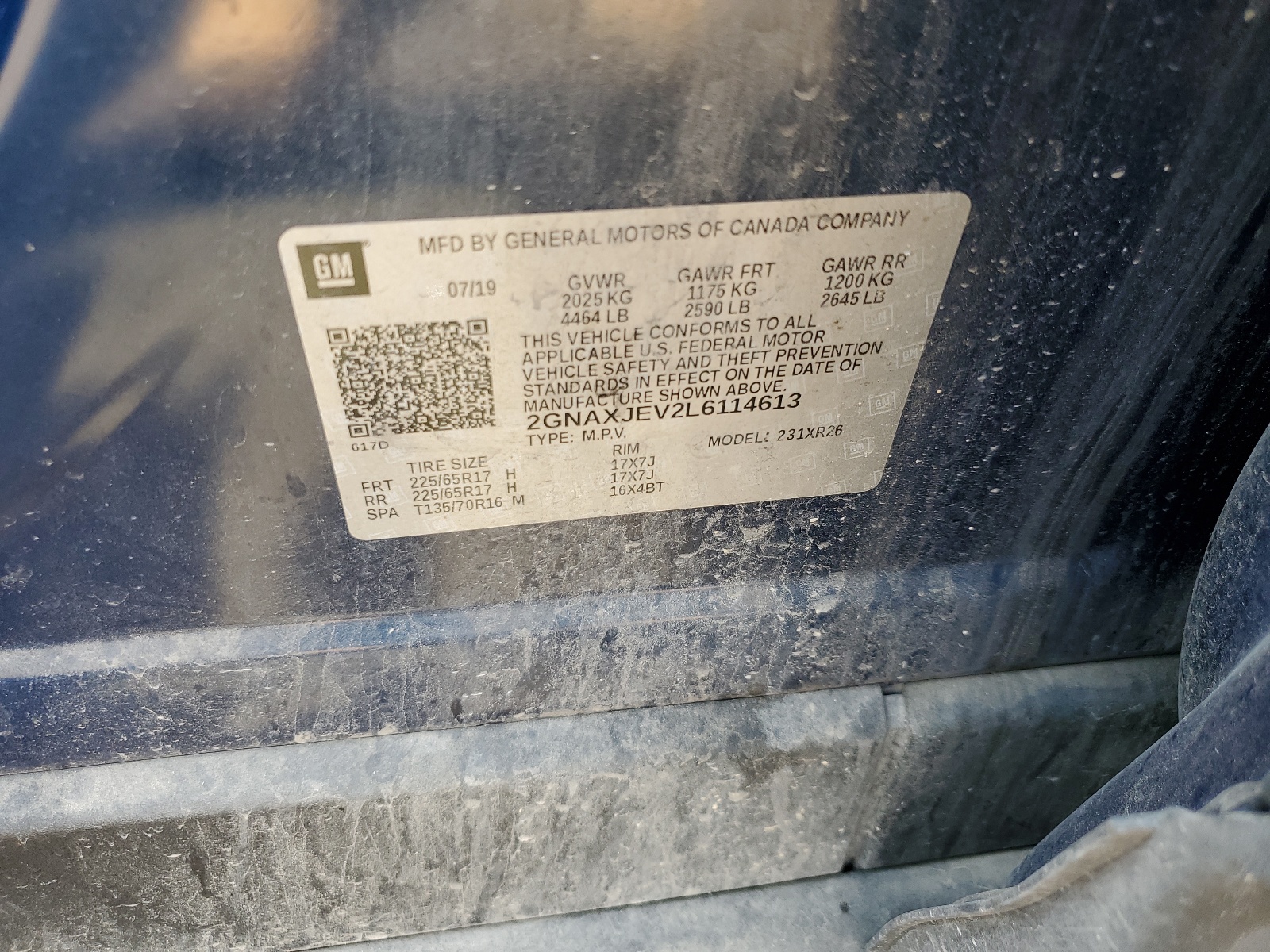 2GNAXJEV2L6114613 2020 Chevrolet Equinox Lt