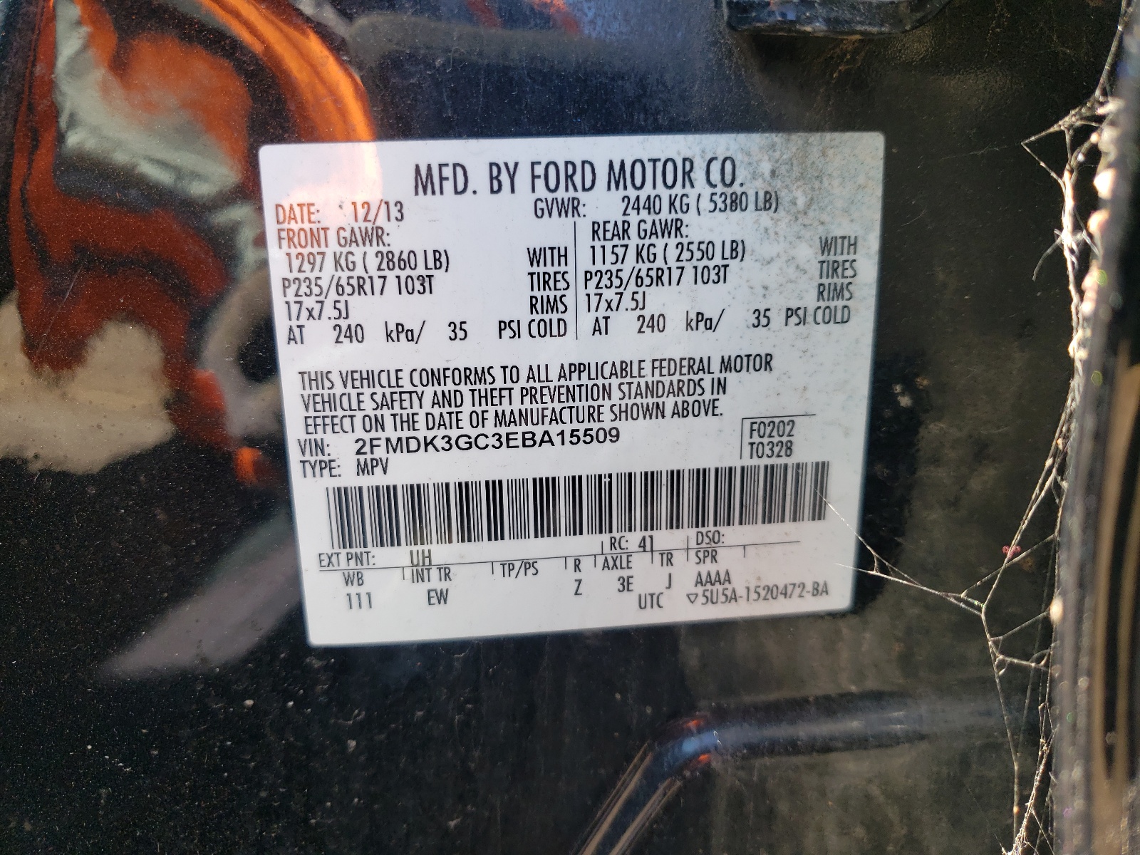 2FMDK3GC3EBA15509 2014 Ford Edge Se