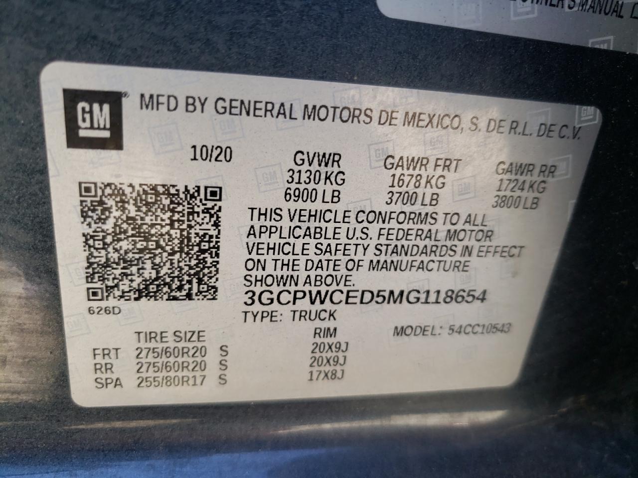 2021 Chevrolet Silverado C1500 Lt VIN: 3GCPWCED5MG118654 Lot: 55411724