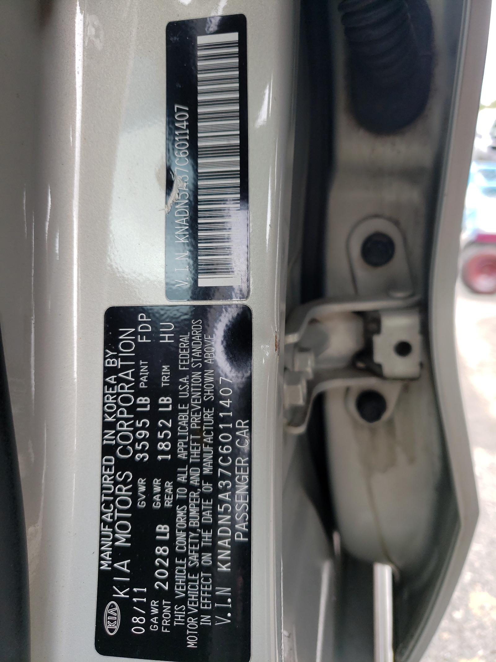 KNADN5A37C6011407 2012 Kia Rio Ex