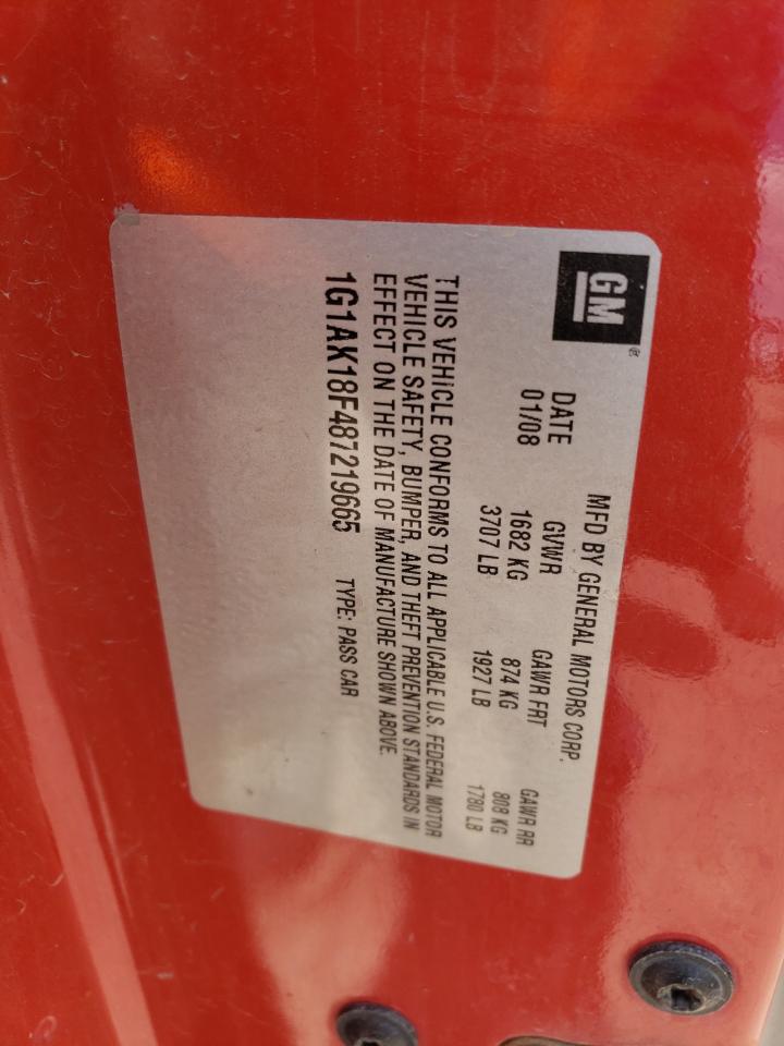 2008 Chevrolet Cobalt Ls VIN: 1G1AK18F487219665 Lot: 54601954