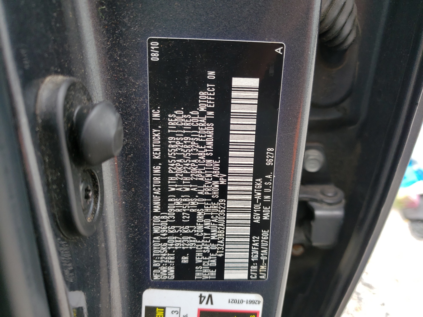 4T3ZA3BB2AU036239 2010 Toyota Venza