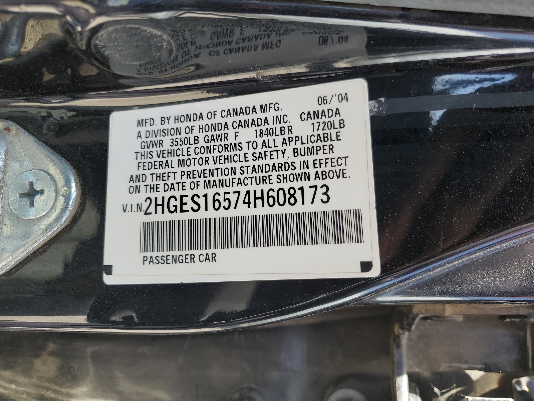 2HGES16574H608173 2004 Honda Civic Lx