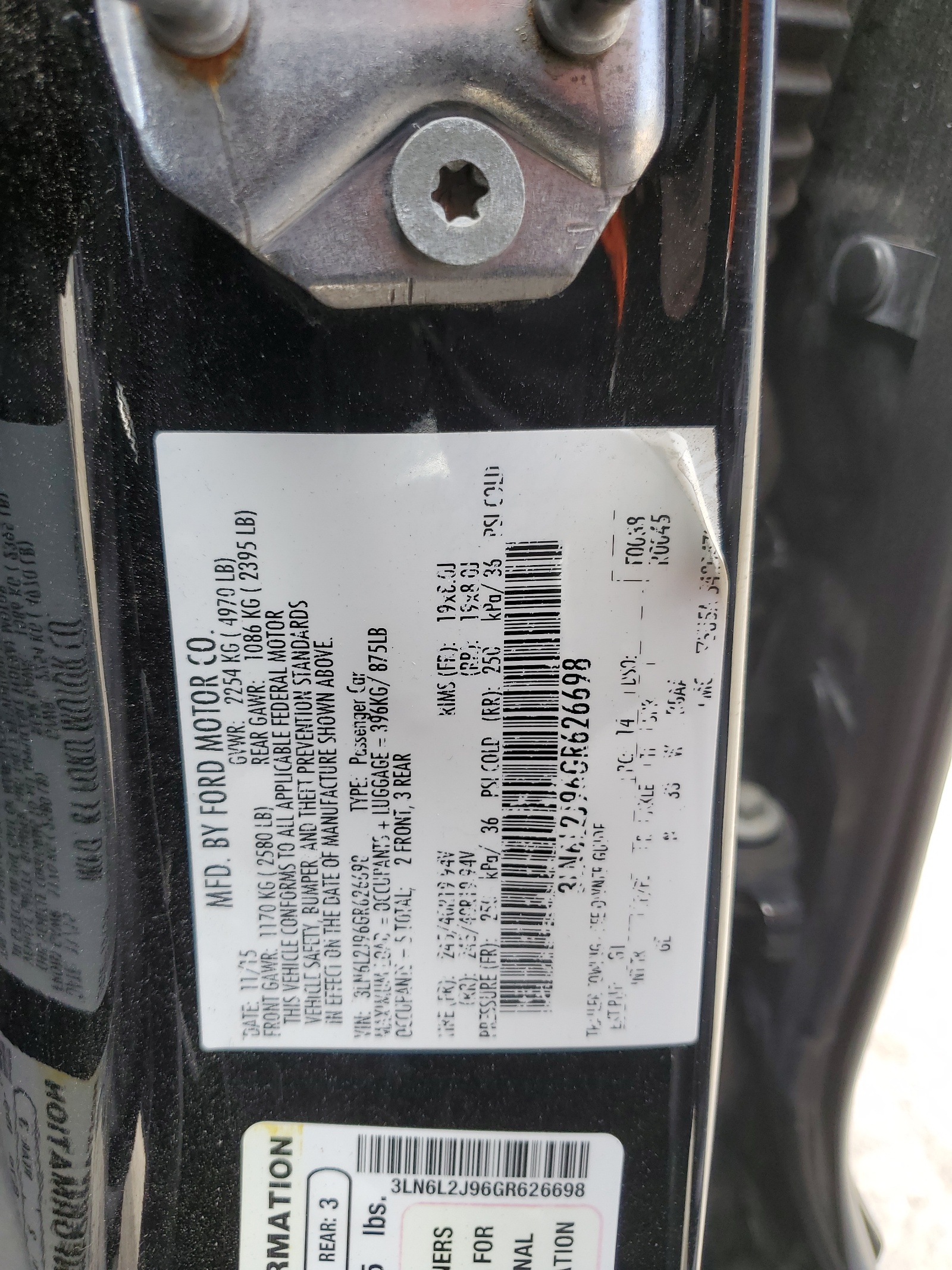 3LN6L2J96GR626698 2016 Lincoln Mkz