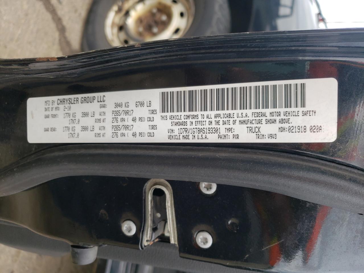 2010 Dodge Ram 1500 VIN: 1D7RV1GT8AS193301 Lot: 56202964