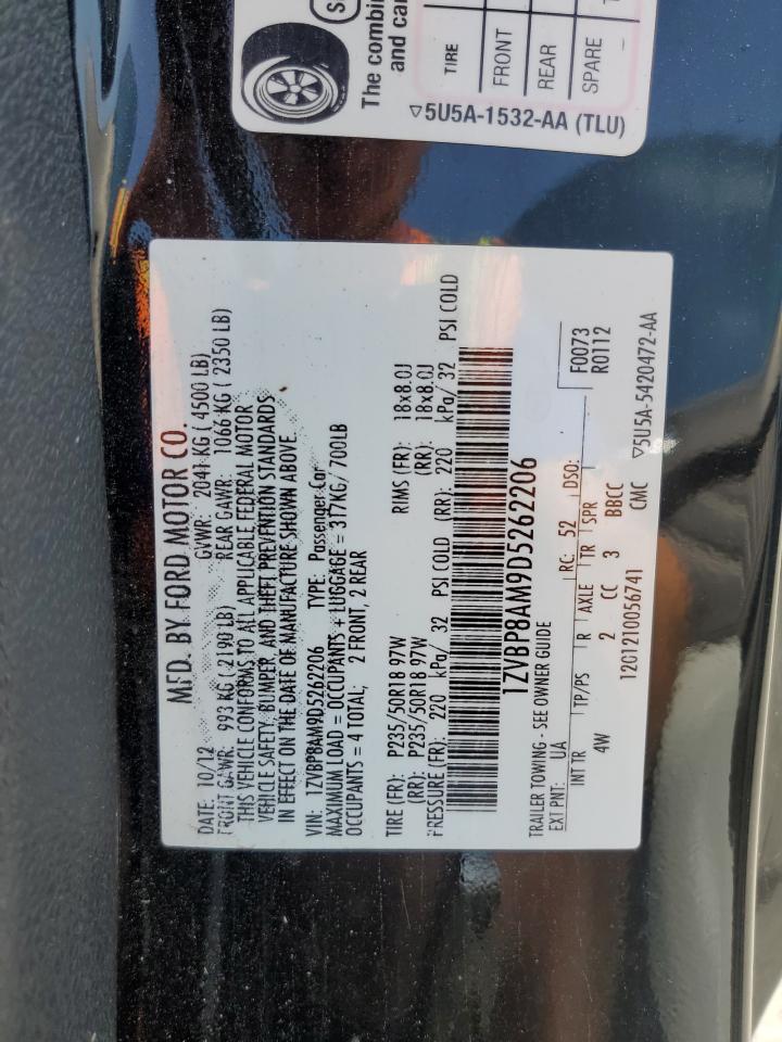 2013 Ford Mustang VIN: 1ZVBP8AM9D5262206 Lot: 56330624