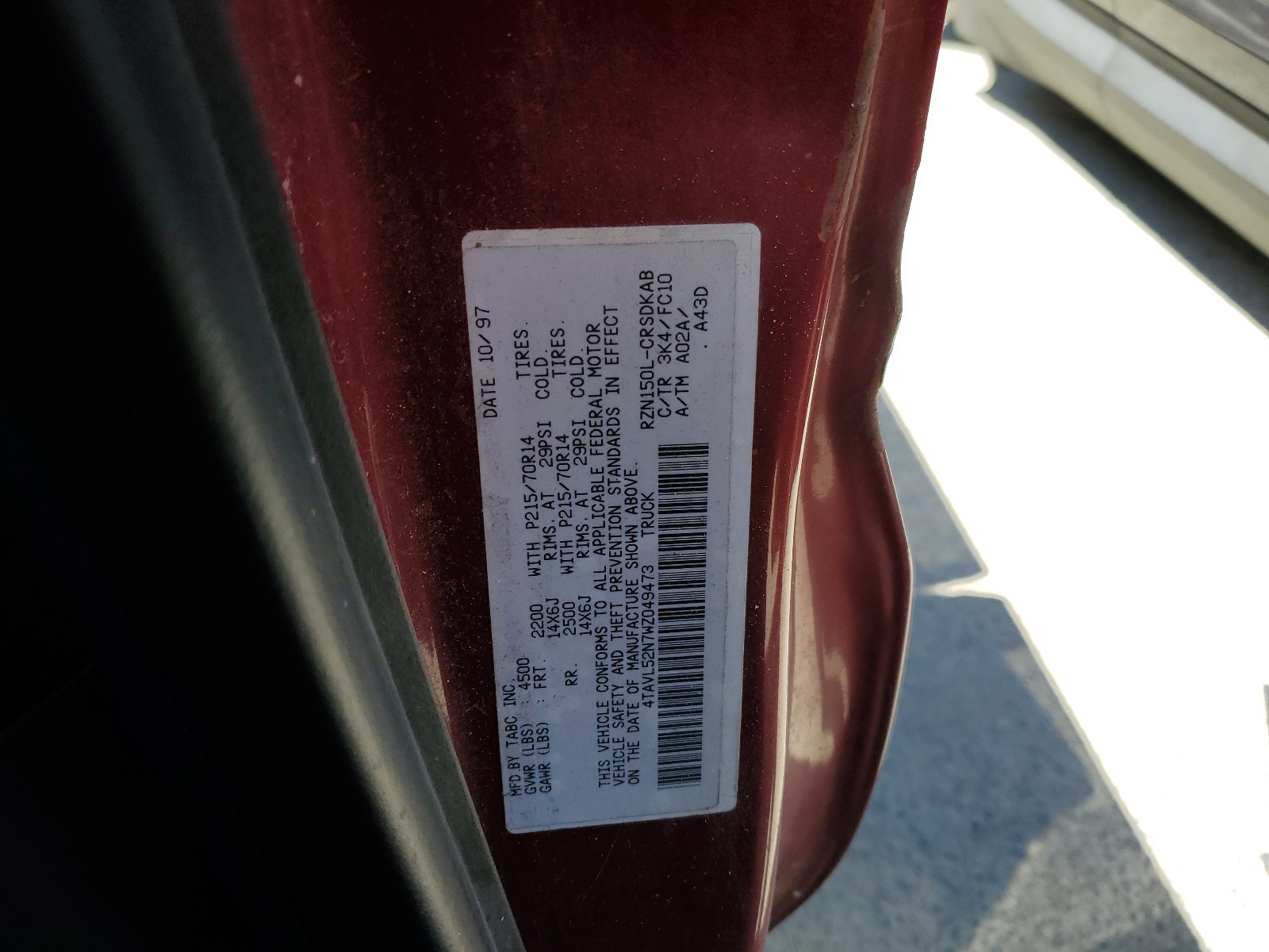 4TAVL52N7WZ049473 1998 Toyota Tacoma Xtracab