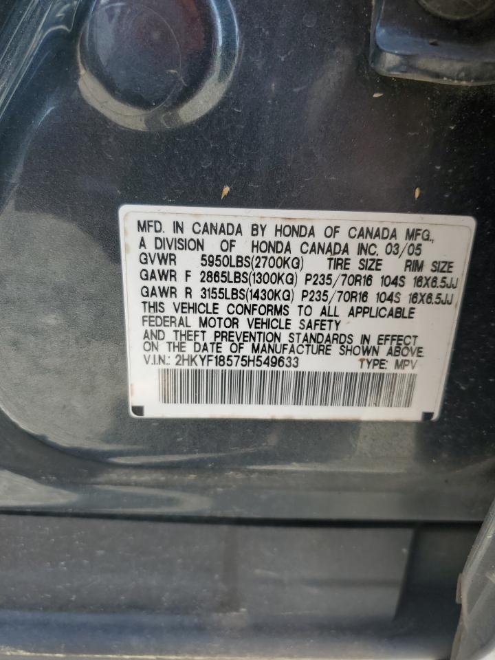 2005 Honda Pilot Exl VIN: 2HKYF18575H549633 Lot: 53715544